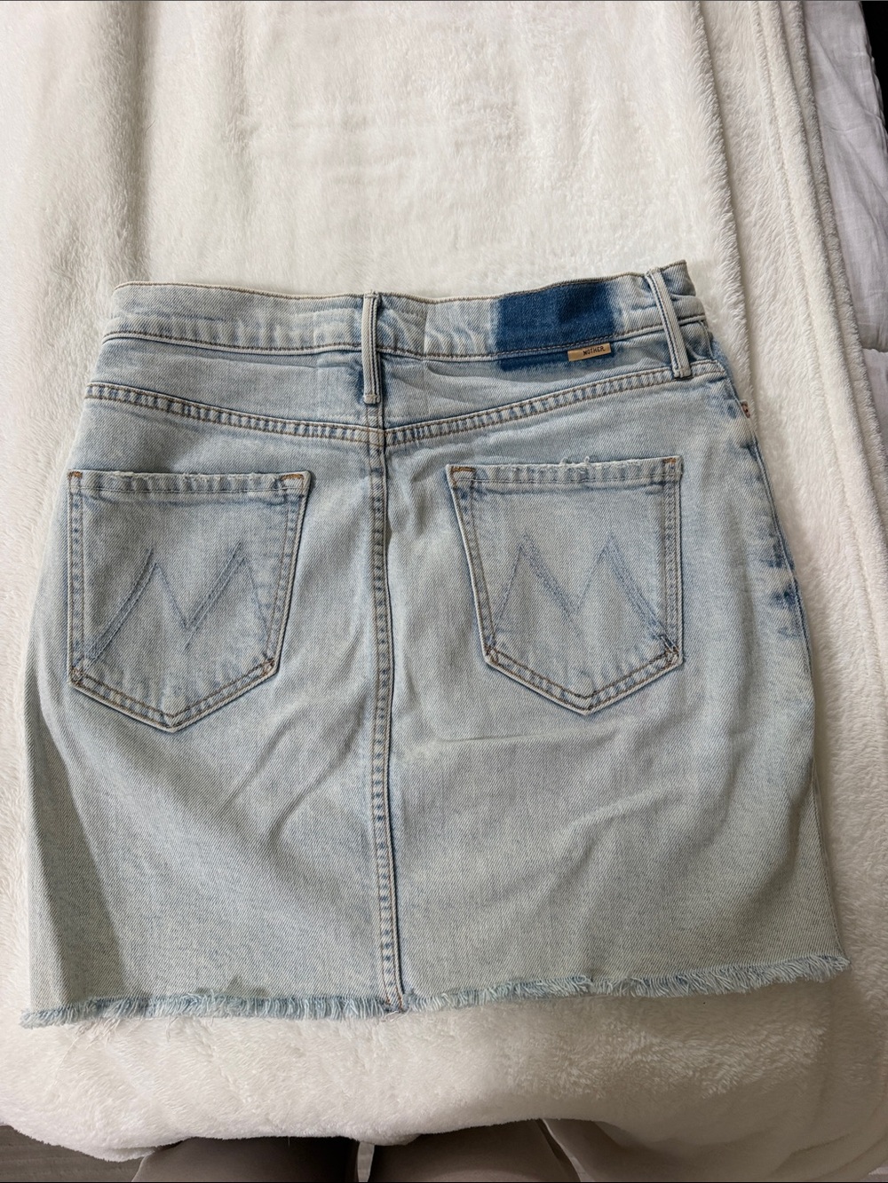 MOTHER Light Wash Denim Mini Skirt - Casual Raw Hem 27